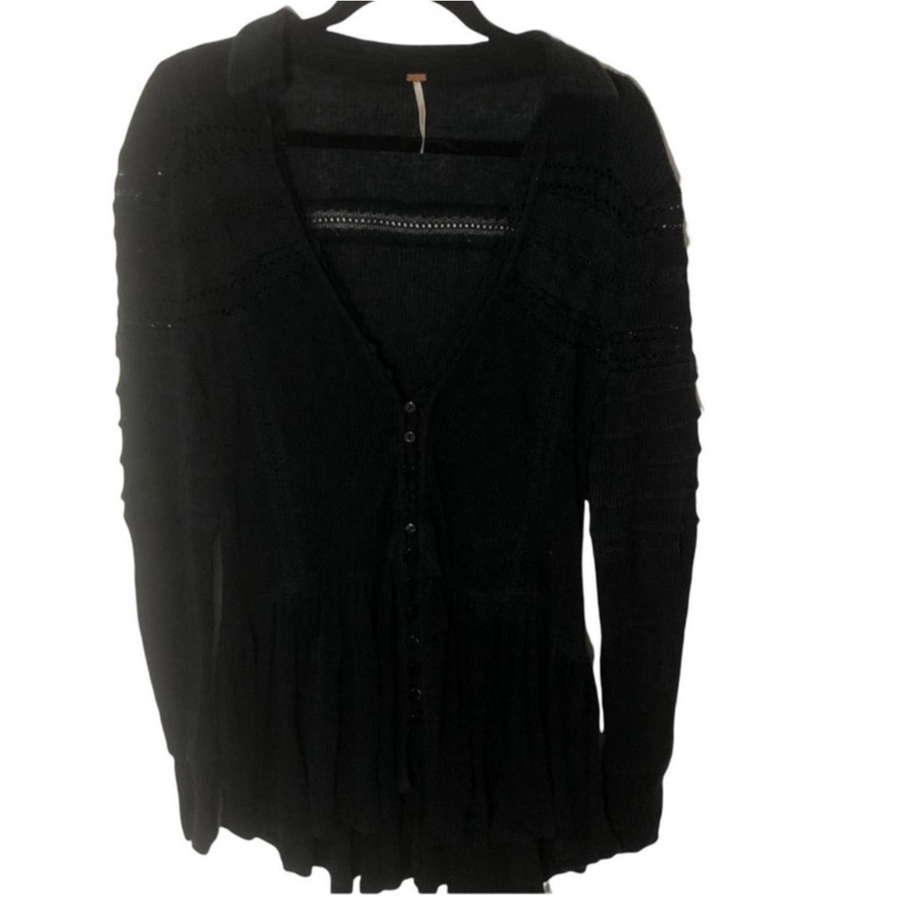 Free People Set to Stun Tunic Top in Black Size Large - Picture 4 of 5